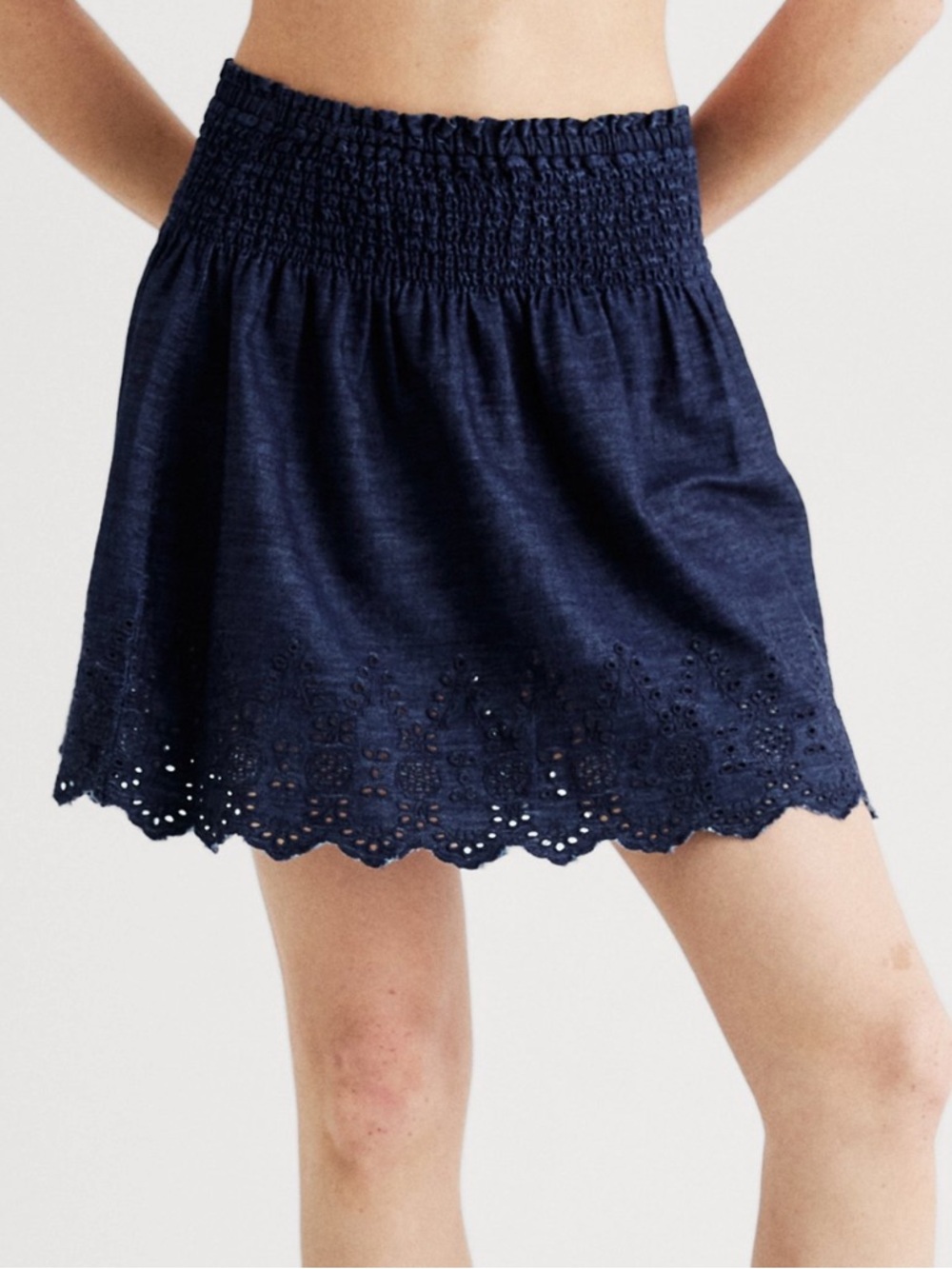 Eyelet Denim Mini Skirt